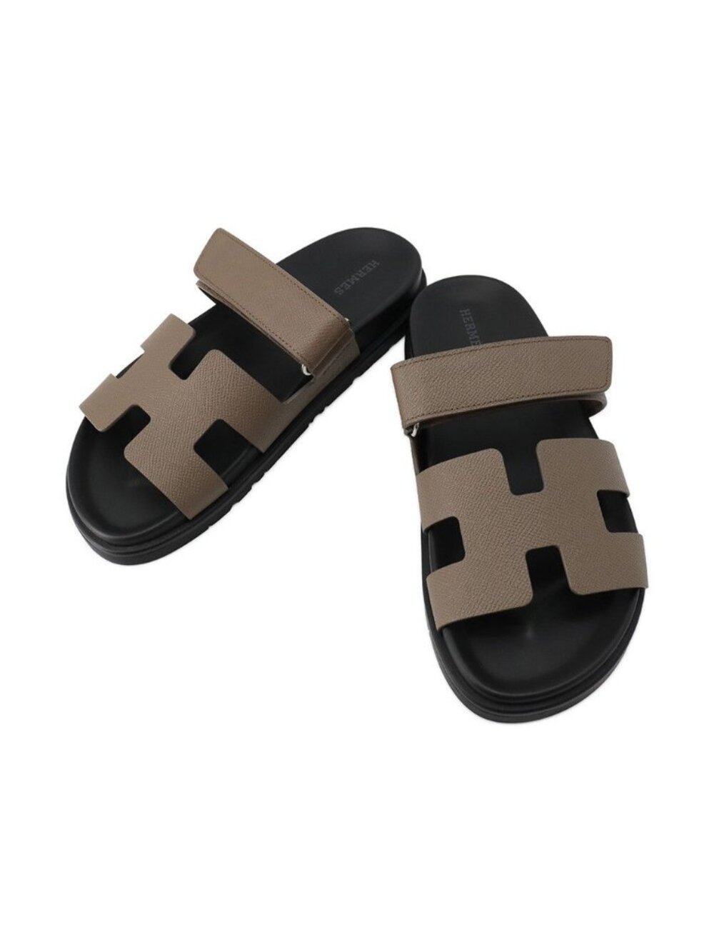 Hermes Sandals Cipre Epsom Rubber Shoes Black